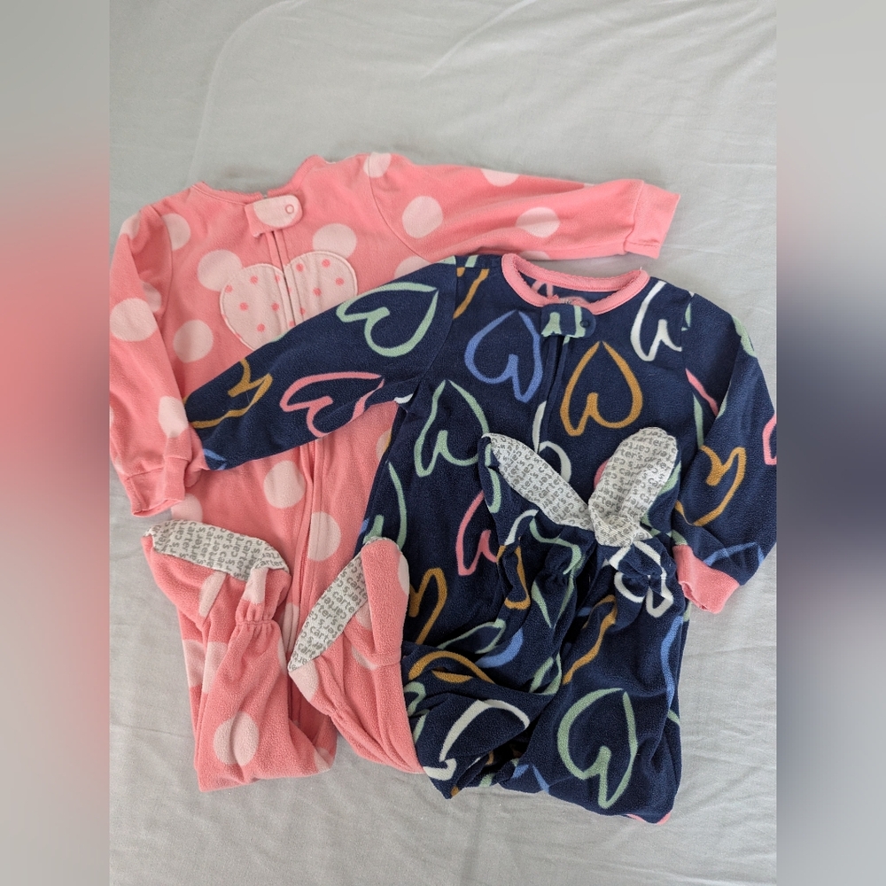 Lot Of 2 Carter's Pink and Navy Heart Pajama Set